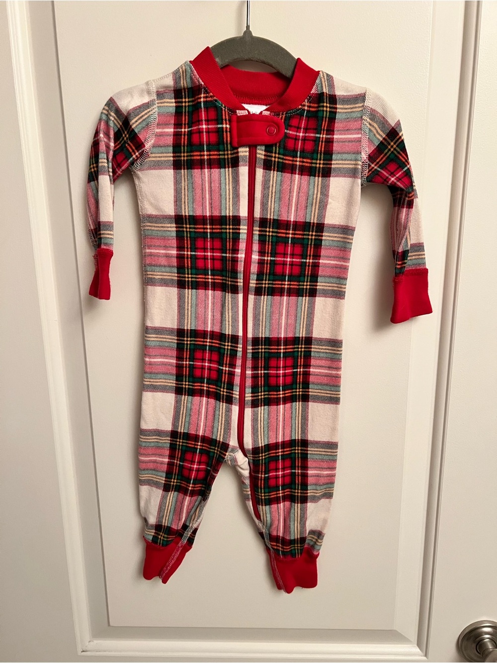 Hanna Andersson Red Plaid Zip-Front Footie